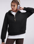 Gold Half Zip up Cotton Hoodies Sweatshirt-SUUKSESS-SUUKSESS