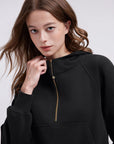 Gold Half Zip up Cotton Hoodies Sweatshirt-SUUKSESS-SUUKSESS