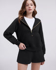 Gold Half Zip up Cotton Hoodies Sweatshirt-SUUKSESS-SUUKSESS