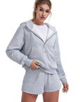 Gold Half Zip up Cotton Hoodies Sweatshirt-SUUKSESS-Heather Grey-XS-SUUKSESS