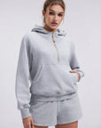 Gold Half Zip up Cotton Hoodies Sweatshirt-SUUKSESS-SUUKSESS