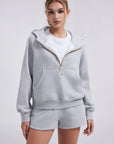 Gold Half Zip up Cotton Hoodies Sweatshirt-SUUKSESS-SUUKSESS