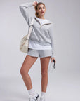 Gold Half Zip up Cotton Hoodies Sweatshirt-SUUKSESS-SUUKSESS