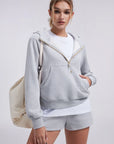 Gold Half Zip up Cotton Hoodies Sweatshirt-SUUKSESS-SUUKSESS