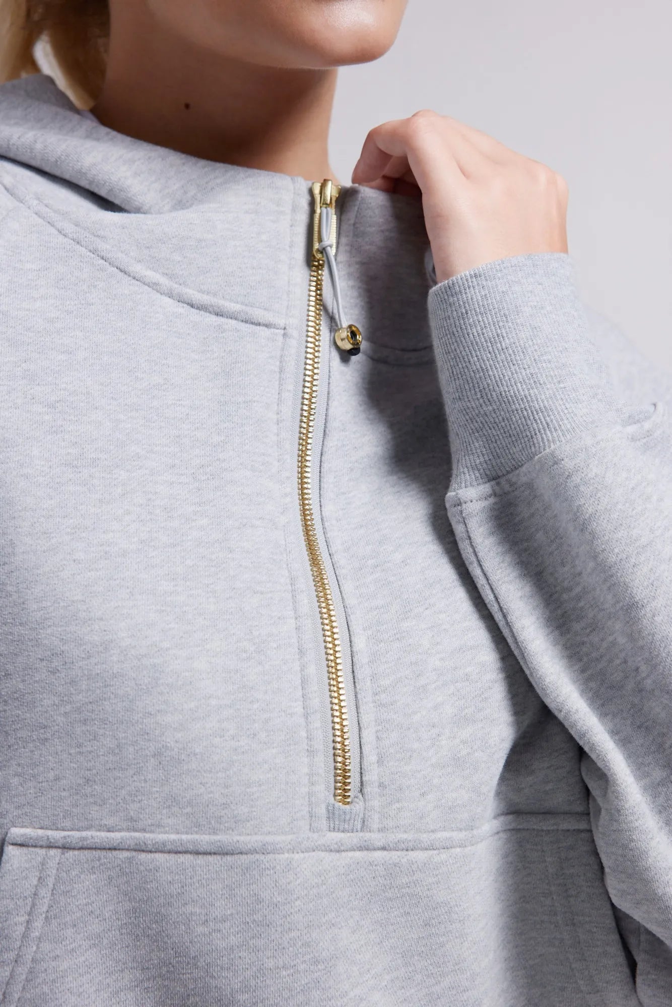 Gold Half Zip up Cotton Hoodies Sweatshirt-SUUKSESS-SUUKSESS