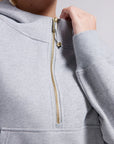 Gold Half Zip up Cotton Hoodies Sweatshirt-SUUKSESS-SUUKSESS