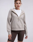 Gold Half Zip up Cotton Hoodies Sweatshirt-SUUKSESS-SUUKSESS