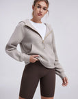 Gold Half Zip up Cotton Hoodies Sweatshirt-SUUKSESS-SUUKSESS