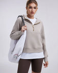 Gold Half Zip up Cotton Hoodies Sweatshirt-SUUKSESS-SUUKSESS