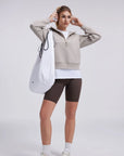 Gold Half Zip up Cotton Hoodies Sweatshirt-SUUKSESS-SUUKSESS