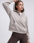 Gold Half Zip up Cotton Hoodies Sweatshirt-SUUKSESS-SUUKSESS