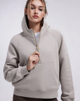 Gold Half Zip up Cotton Hoodies Sweatshirt-SUUKSESS-SUUKSESS