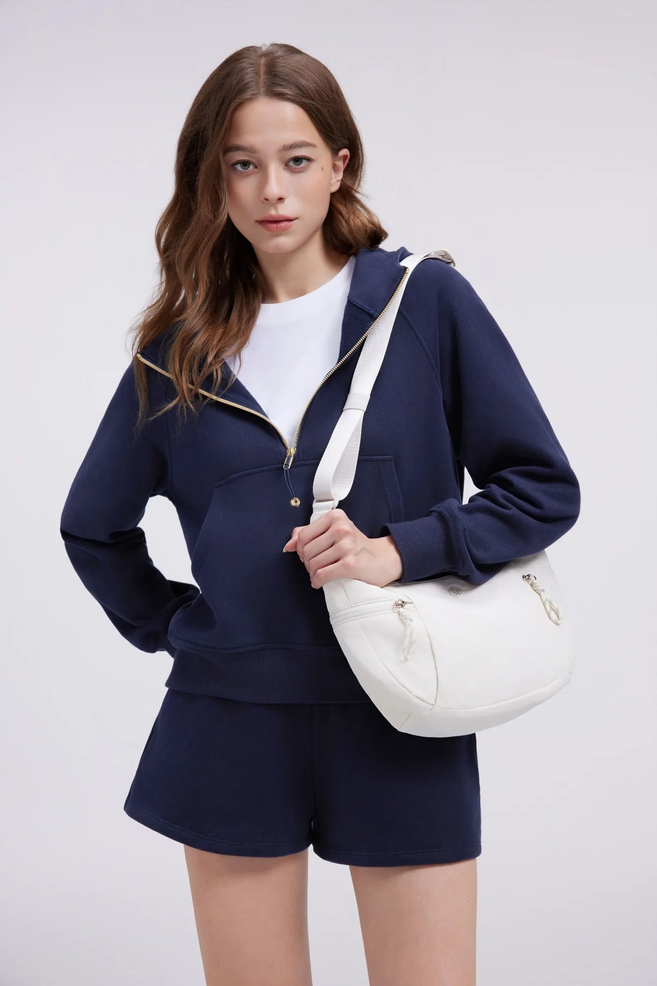 Gold Half Zip up Cotton Hoodies Sweatshirt-SUUKSESS-SUUKSESS