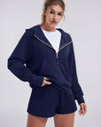 Gold Half Zip up Cotton Hoodies Sweatshirt-SUUKSESS-SUUKSESS