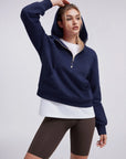 Gold Half Zip up Cotton Hoodies Sweatshirt-SUUKSESS-SUUKSESS