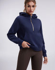 Gold Half Zip up Cotton Hoodies Sweatshirt-SUUKSESS-SUUKSESS