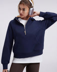 Gold Half Zip up Cotton Hoodies Sweatshirt-SUUKSESS-SUUKSESS