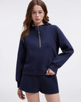 Gold Half Zip up Cotton Hoodies Sweatshirt-SUUKSESS-SUUKSESS