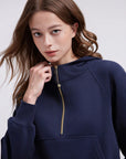 Gold Half Zip up Cotton Hoodies Sweatshirt-SUUKSESS-SUUKSESS