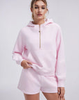 Gold Half Zip up Cotton Hoodies Sweatshirt-SUUKSESS-SUUKSESS