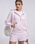 Gold Half Zip up Cotton Hoodies Sweatshirt-SUUKSESS-SUUKSESS