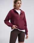 Gold Half Zip up Cotton Hoodies Sweatshirt-SUUKSESS-SUUKSESS