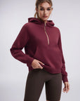 Gold Half Zip up Cotton Hoodies Sweatshirt-SUUKSESS-SUUKSESS