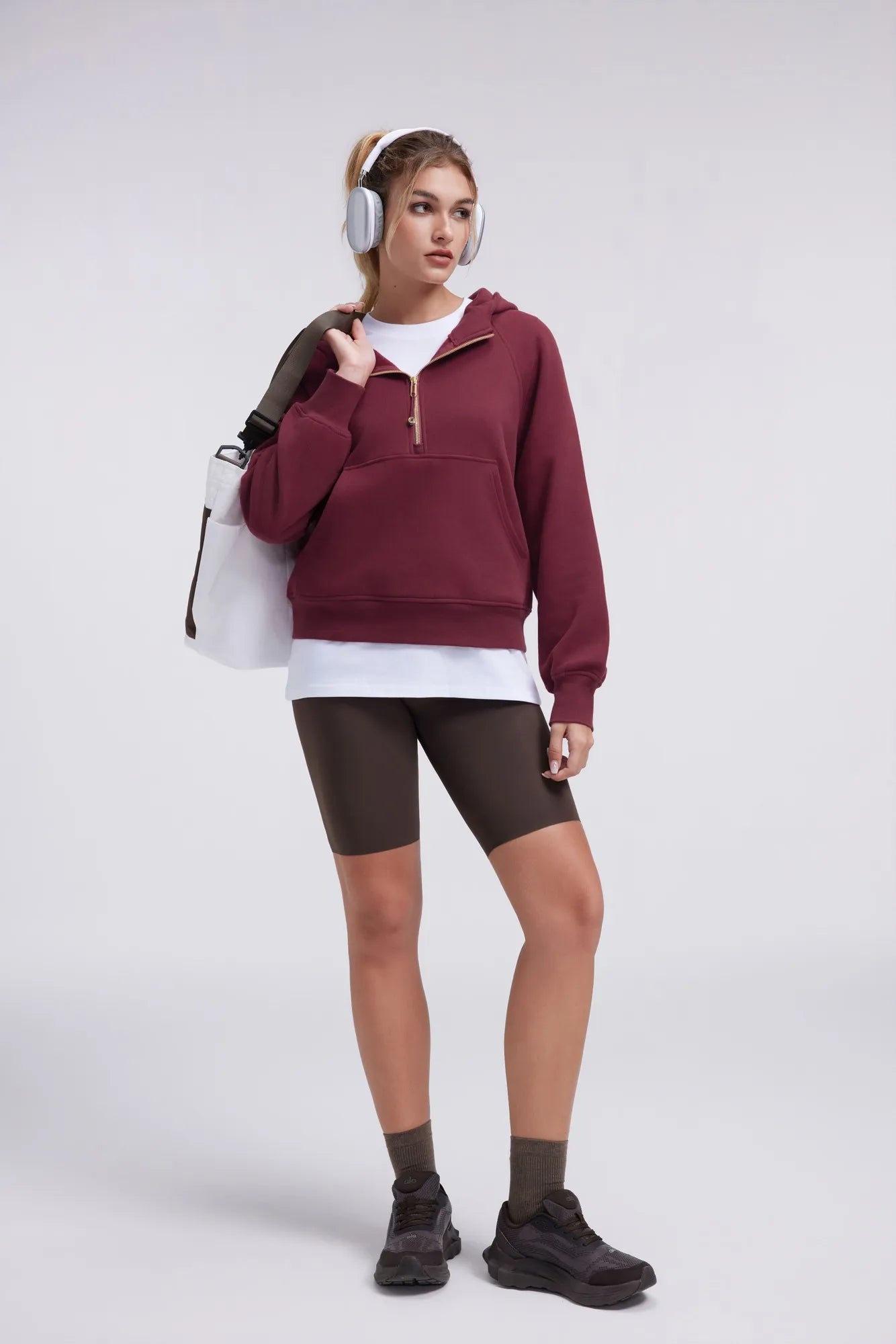 Gold Half Zip up Cotton Hoodies Sweatshirt-SUUKSESS-SUUKSESS