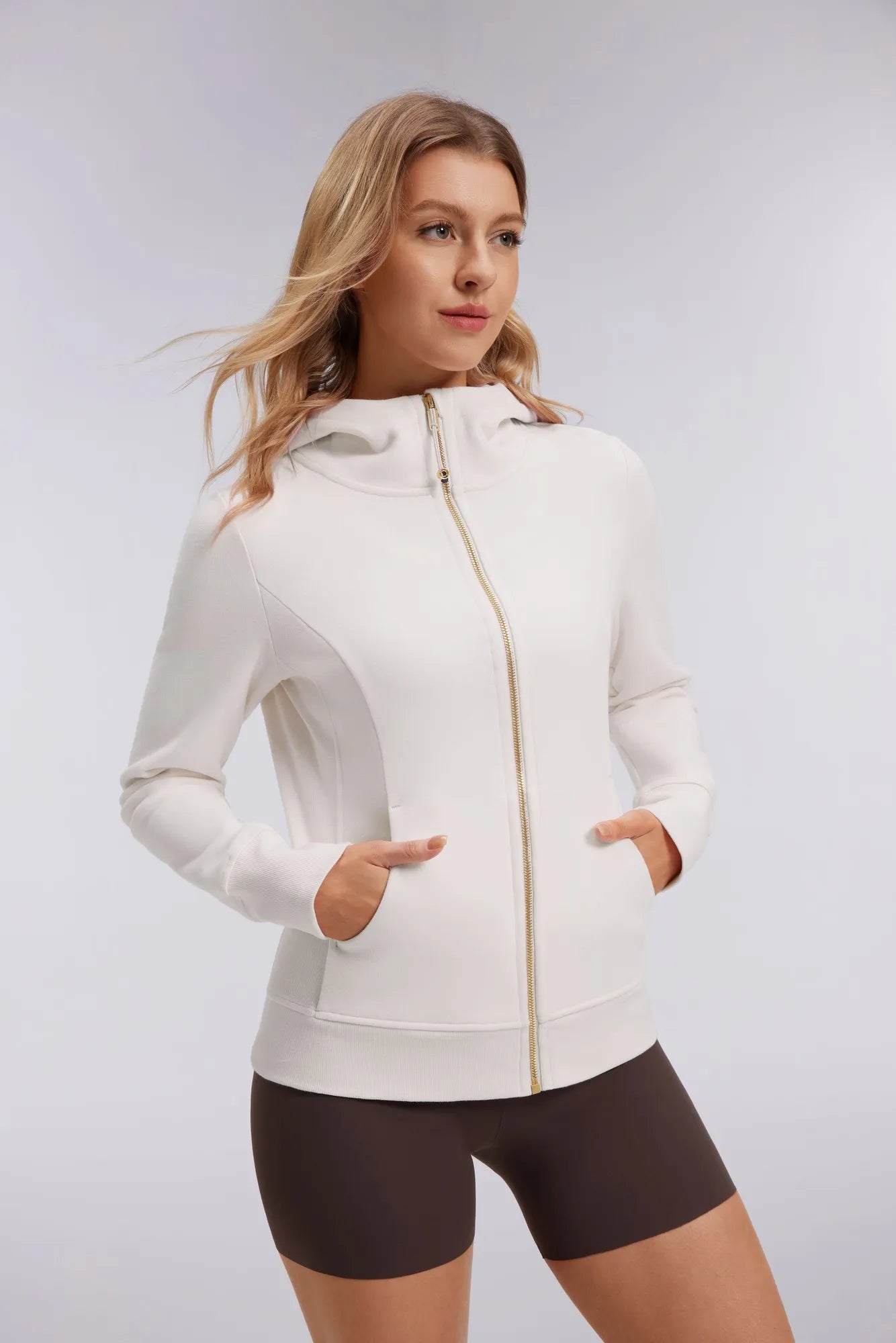 Cotton Gold Full Zip Up Athletic Jacket Sweatshirt-SUUKSESS-SUUKSESS