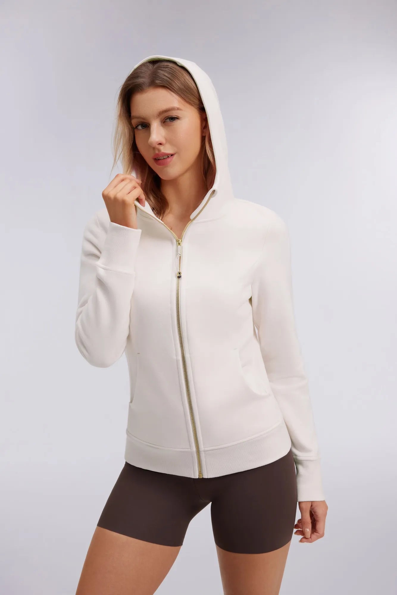 Cotton Gold Full Zip Up Athletic Jacket Sweatshirt-SUUKSESS-SUUKSESS