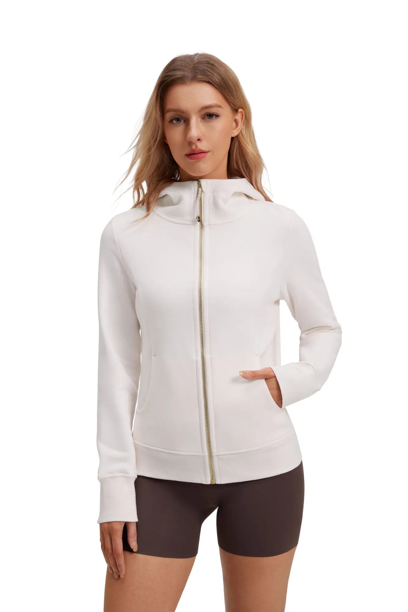 Cotton Gold Full Zip Up Athletic Jacket Sweatshirt-SUUKSESS-SUUKSESS