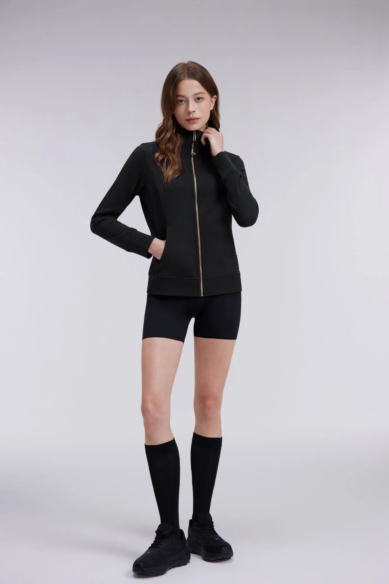 Cotton Gold Full Zip Up Athletic Jacket Sweatshirt-SUUKSESS-SUUKSESS