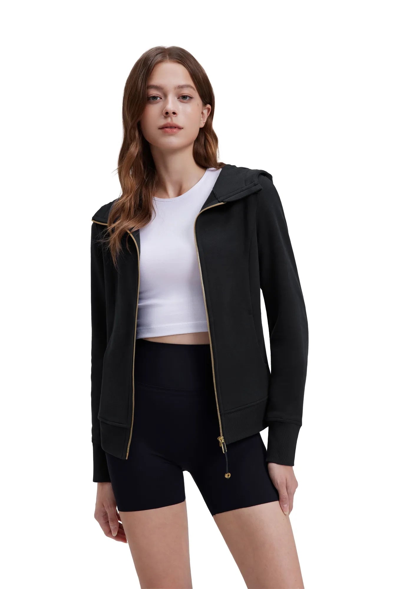 Cotton Gold Full Zip Up Athletic Jacket Sweatshirt-SUUKSESS-SUUKSESS