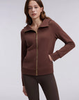 Cotton Gold Full Zip Up Athletic Jacket Sweatshirt-SUUKSESS-Brown-XS-SUUKSESS