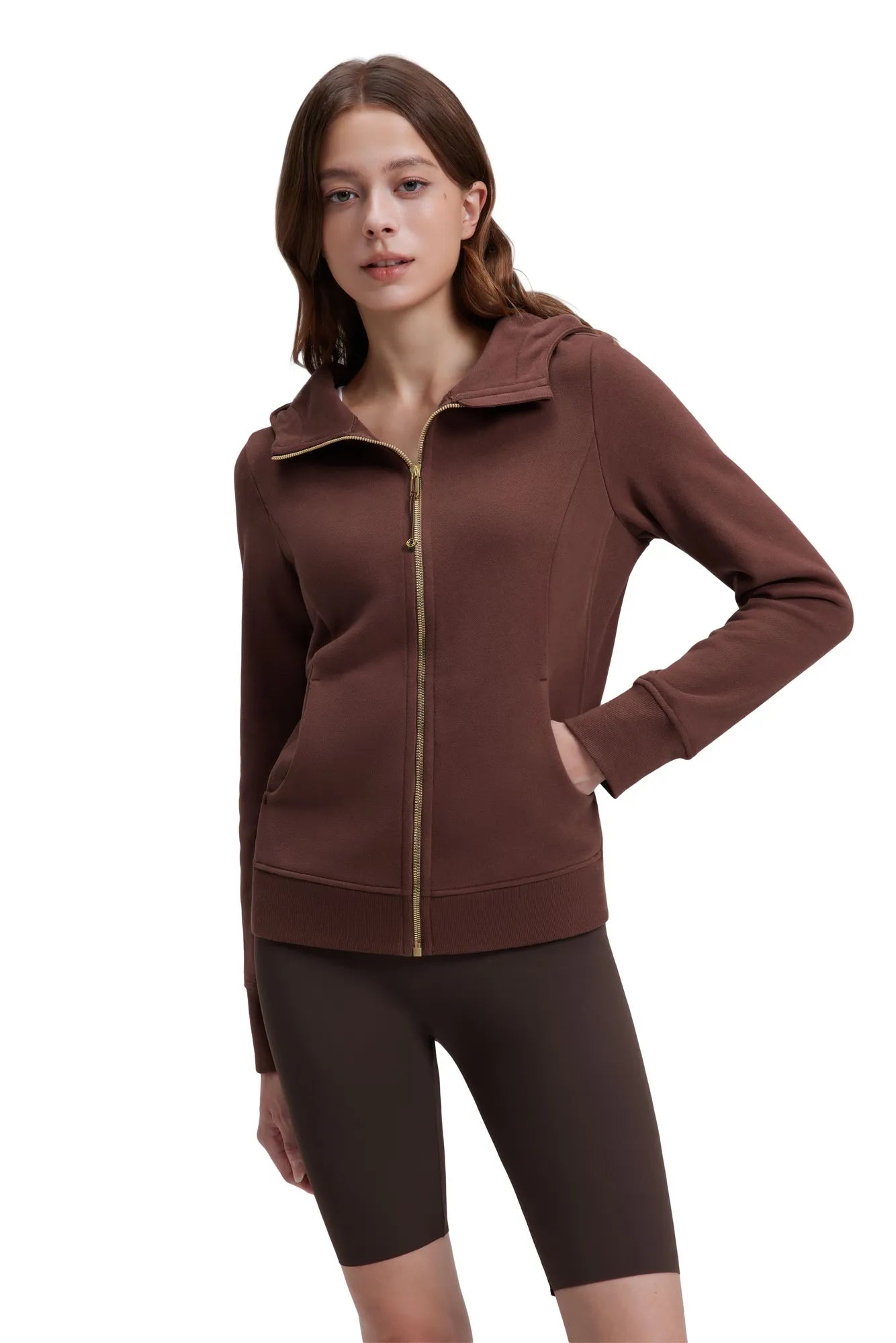 Cotton Gold Full Zip Up Athletic Jacket Sweatshirt-SUUKSESS-SUUKSESS