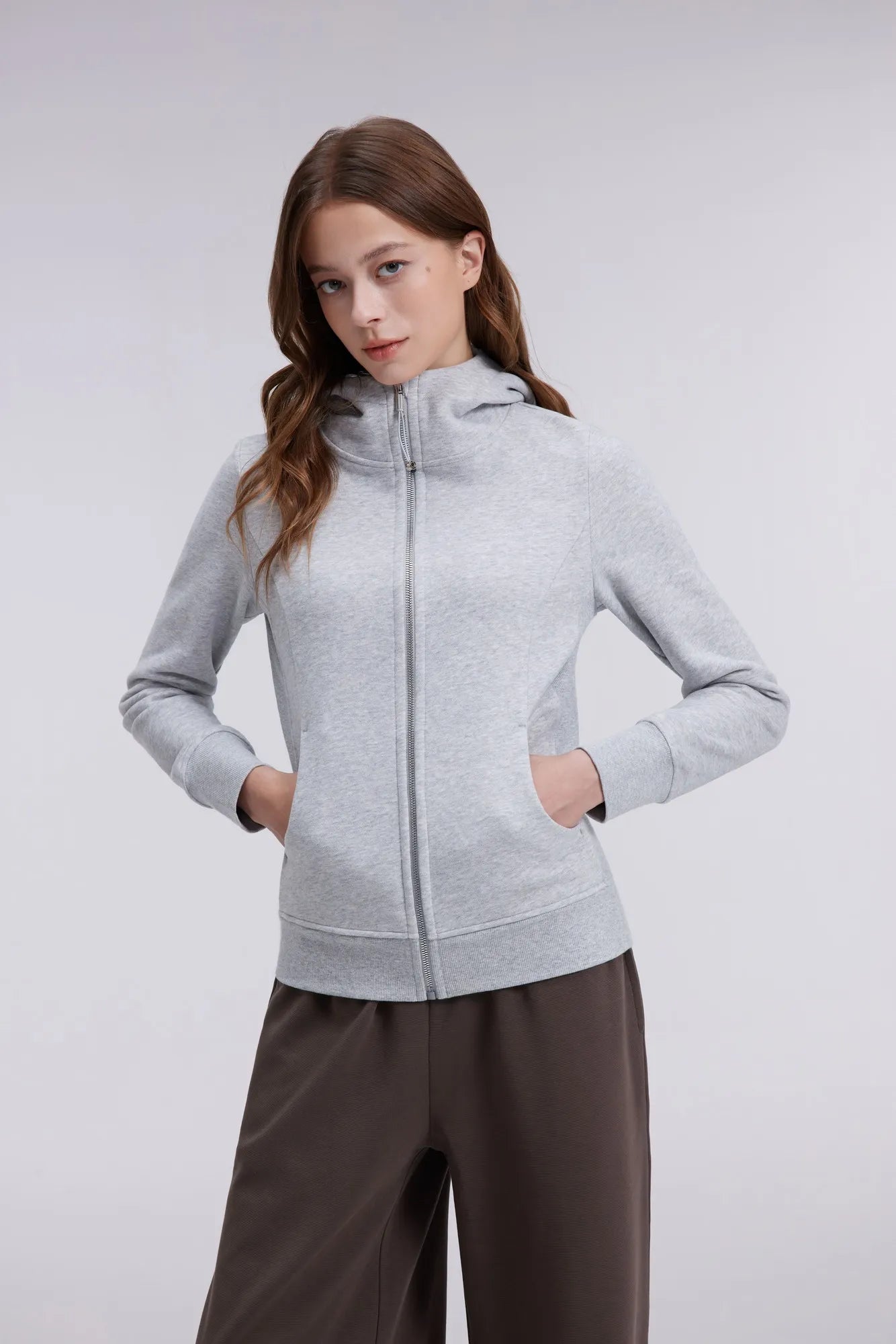 Cotton Gold Full Zip Up Athletic Jacket Sweatshirt-SUUKSESS-Grey-XS-SUUKSESS