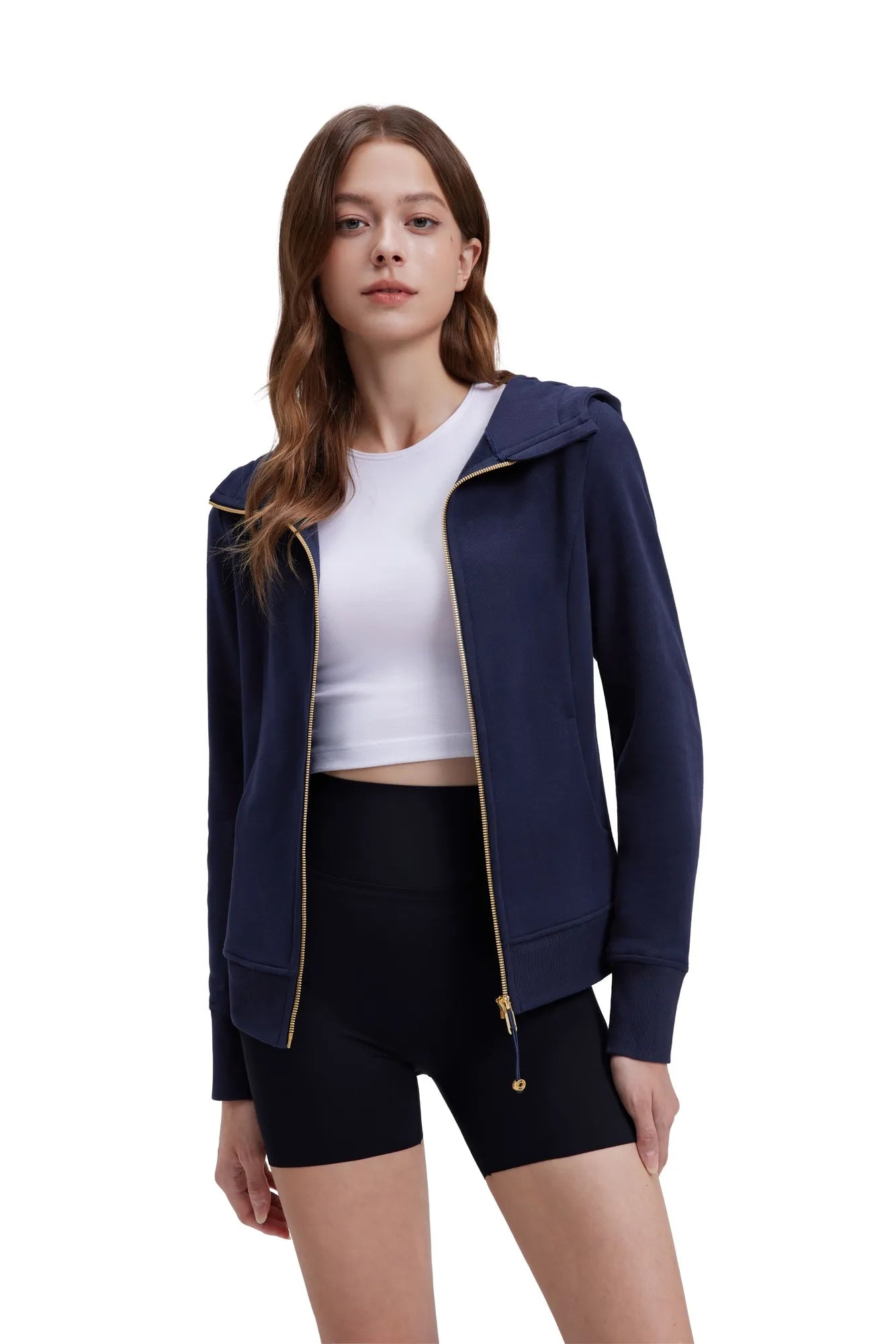 Cotton Gold Full Zip Up Athletic Jacket Sweatshirt-SUUKSESS-SUUKSESS