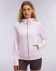 Cotton Gold Full Zip Up Athletic Jacket Sweatshirt-SUUKSESS-Pink-XS-SUUKSESS