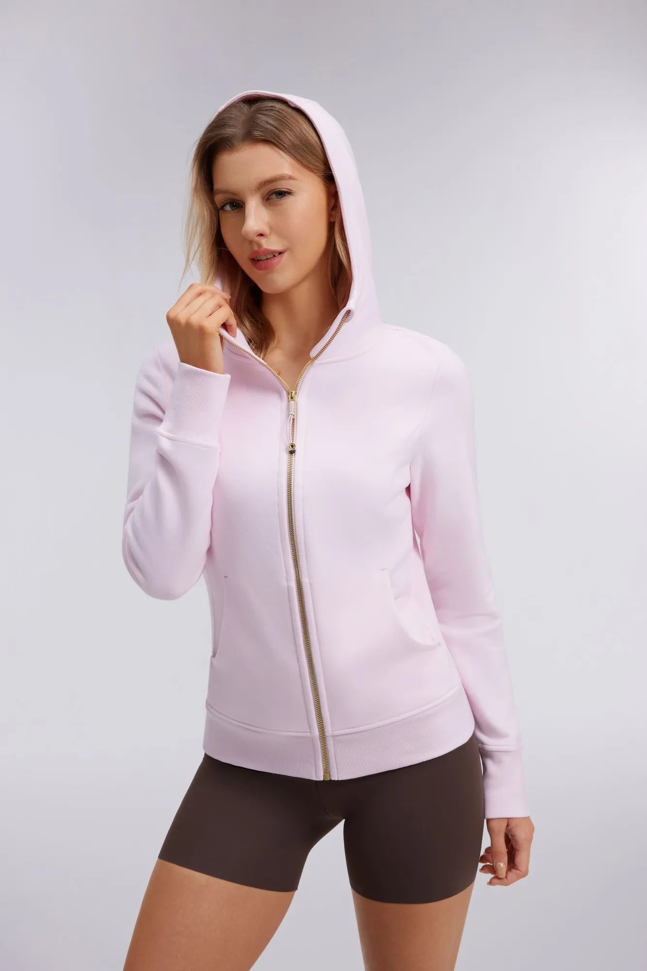 Cotton Gold Full Zip Up Athletic Jacket Sweatshirt-SUUKSESS-SUUKSESS