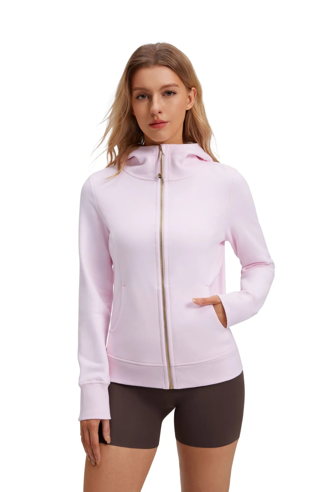 Cotton Gold Full Zip Up Athletic Jacket Sweatshirt-SUUKSESS-SUUKSESS