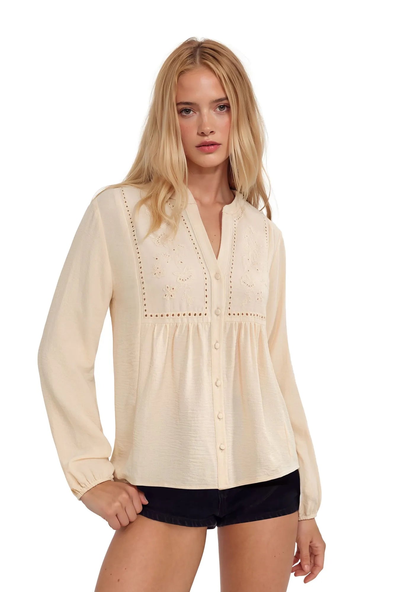 Button Down Boho Top - Long Sleeve-SUUKSESS-SUUKSESS