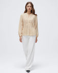 Button Down Boho Top - Long Sleeve-SUUKSESS-Beige-XS-SUUKSESS