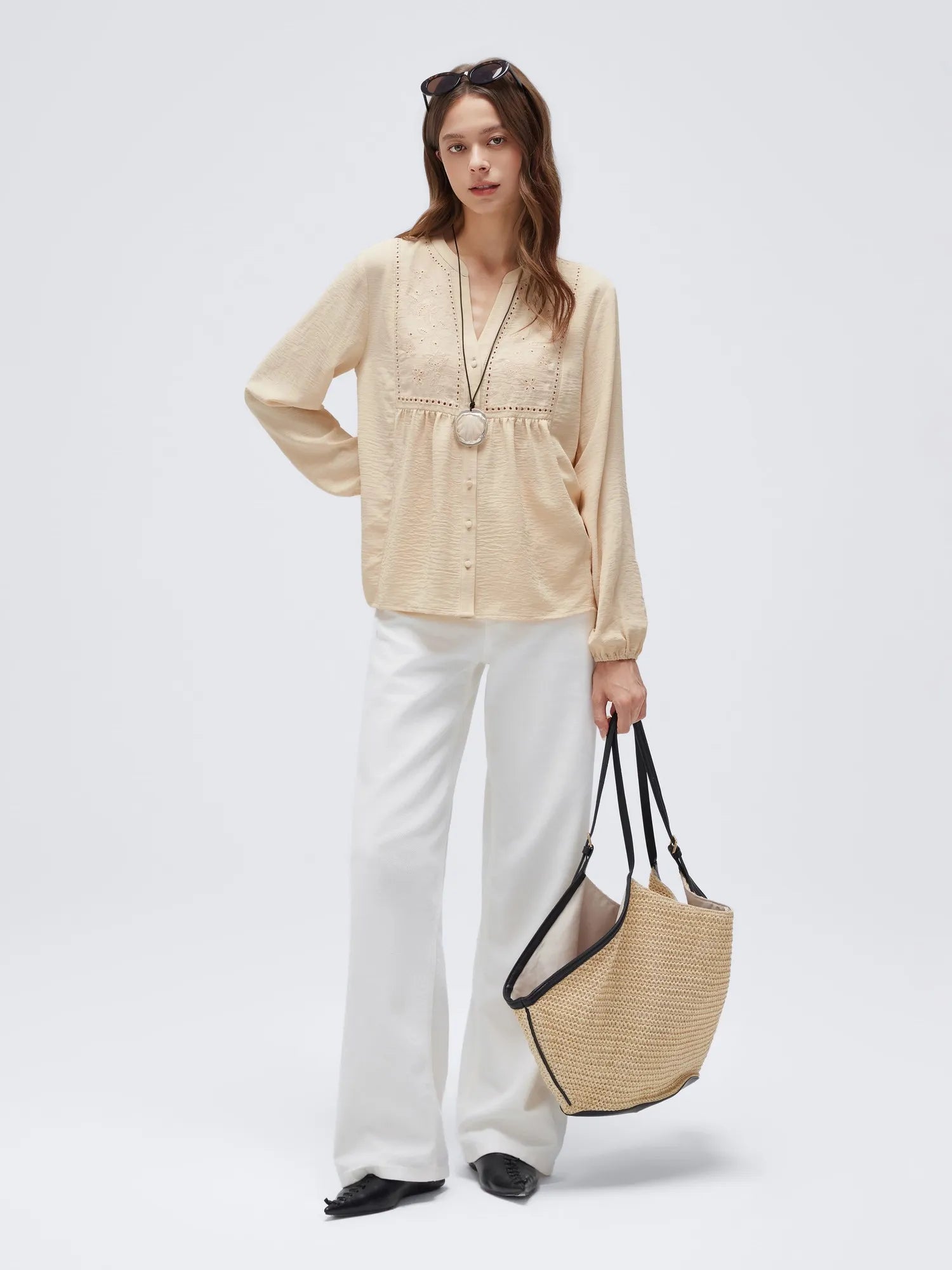 Button Down Boho Top - Long Sleeve-SUUKSESS-SUUKSESS