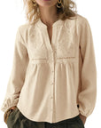 Button Down Boho Top - Long Sleeve-SUUKSESS-SUUKSESS