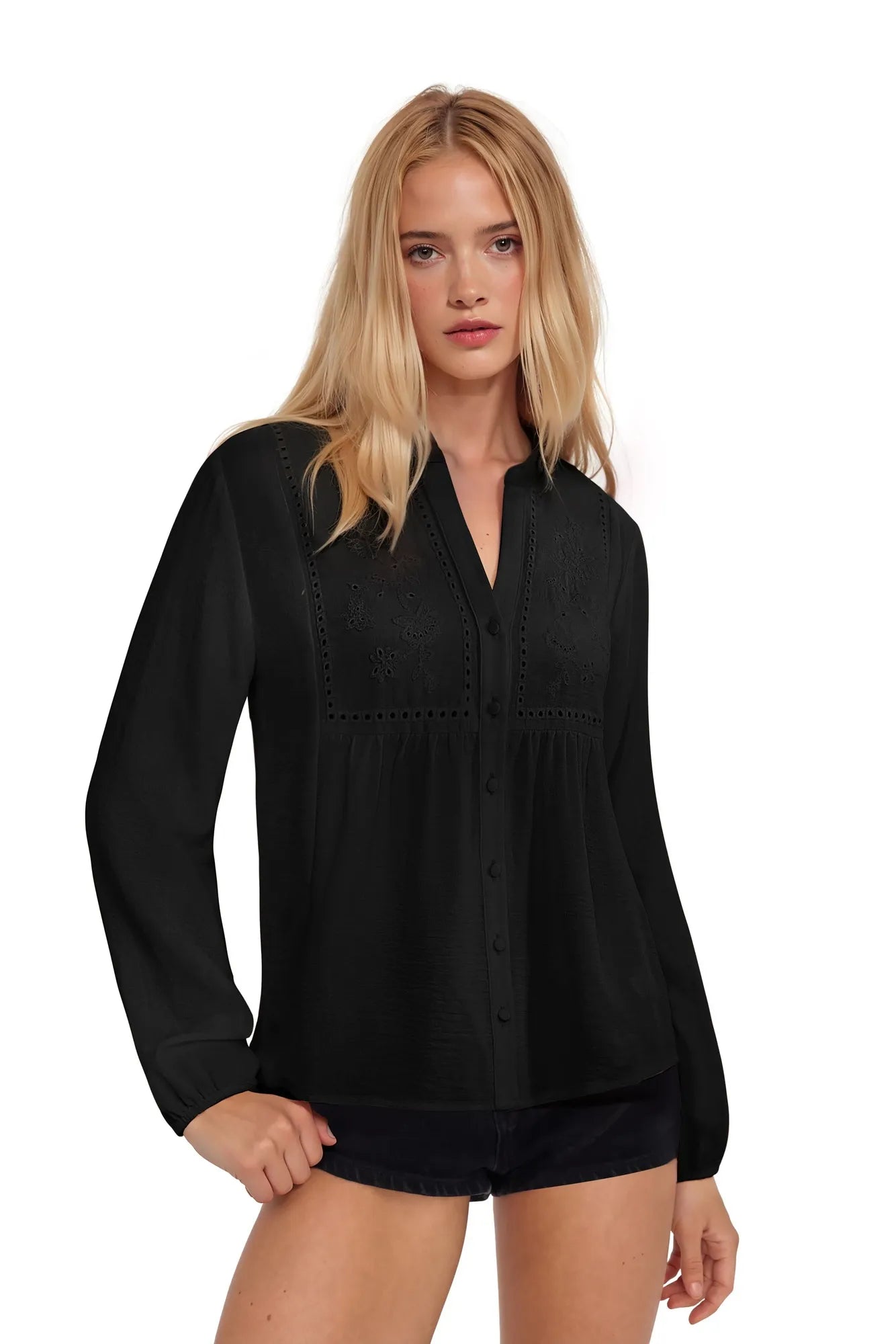 Button Down Boho Top - Long Sleeve-SUUKSESS-SUUKSESS
