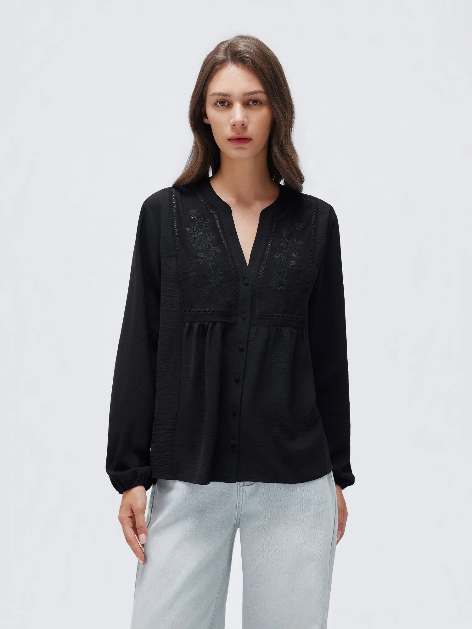 Button Down Boho Top - Long Sleeve-SUUKSESS-SUUKSESS