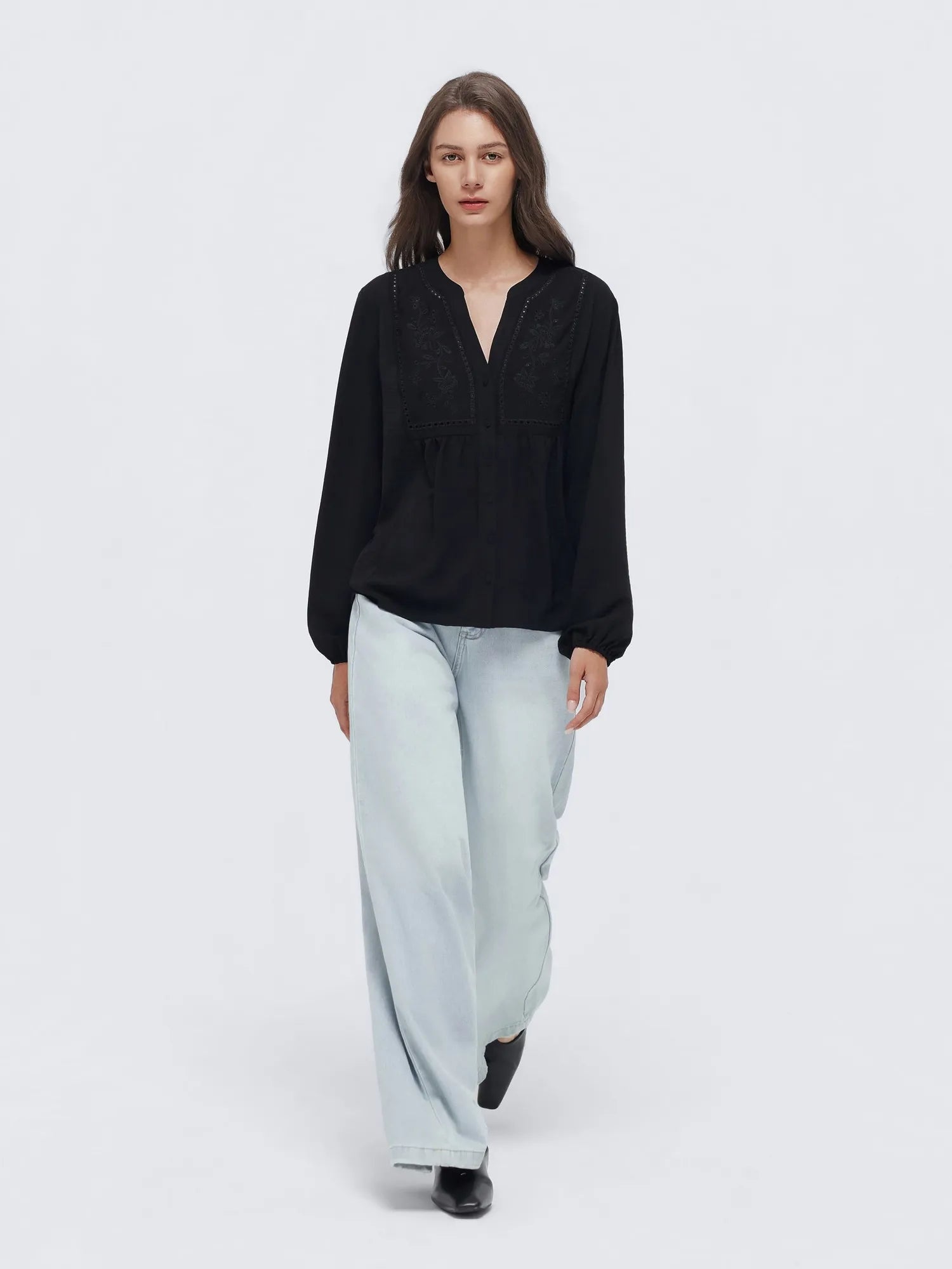 Button Down Boho Top - Long Sleeve-SUUKSESS-SUUKSESS