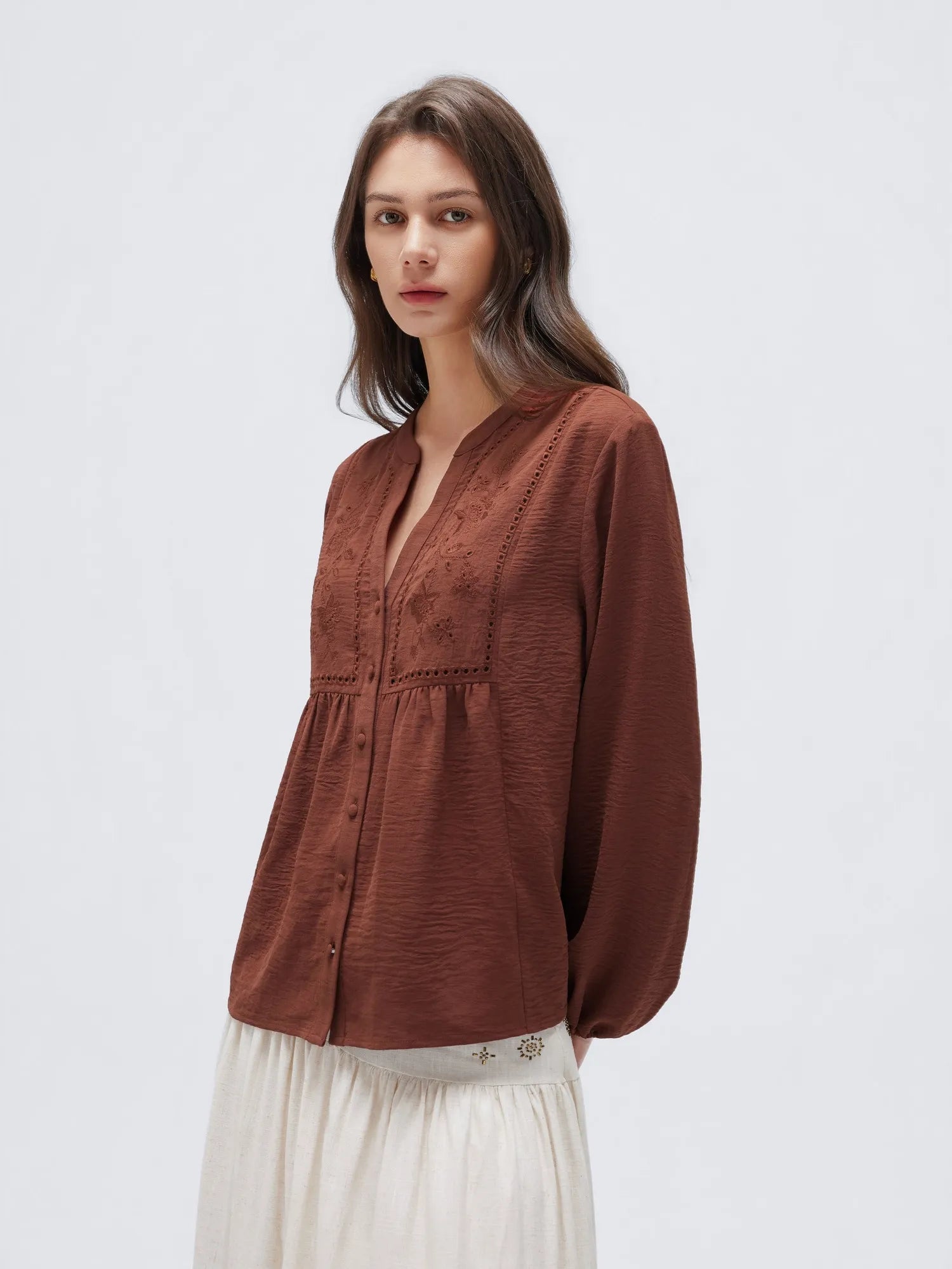 Button Down Boho Top - Long Sleeve-SUUKSESS-SUUKSESS