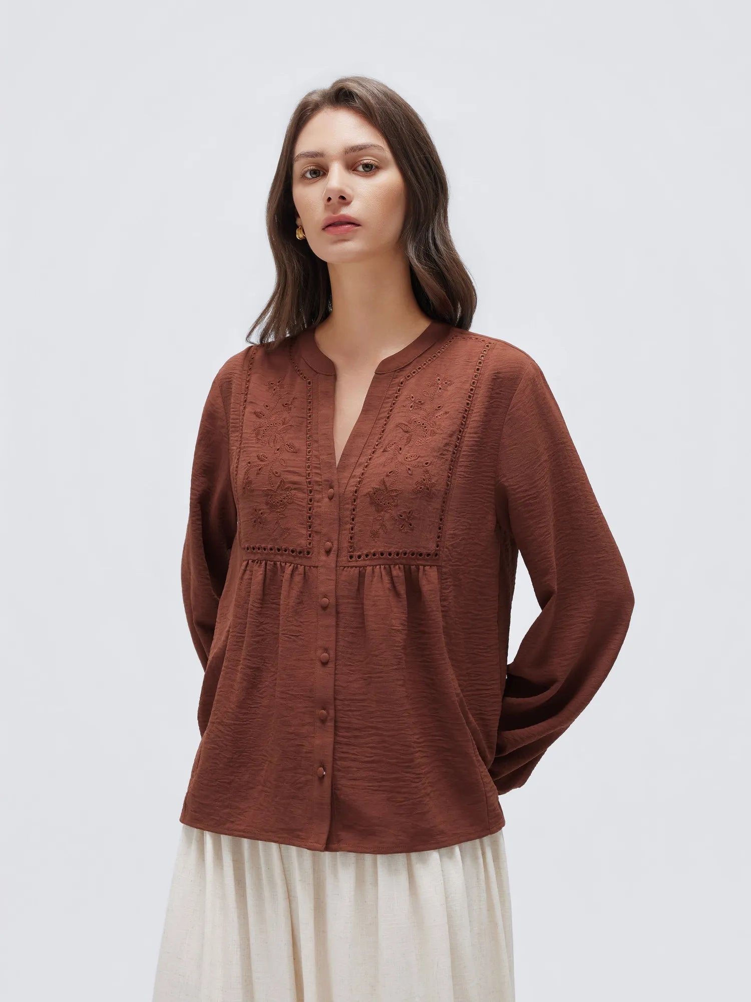 Button Down Boho Top - Long Sleeve-SUUKSESS-SUUKSESS