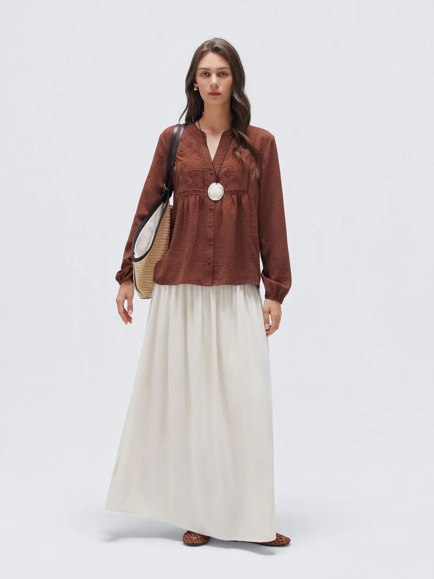 Button Down Boho Top - Long Sleeve-SUUKSESS-SUUKSESS